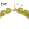Multicolor Resin Bead Necklace Chunky Beaded Square Beads Bohemian Minimalist