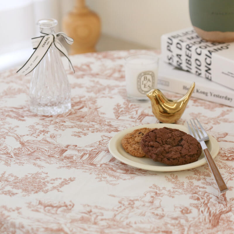 Mochamus Toile Linen Tablecloth Side Tablecloth 130cmx130cm Mochamus