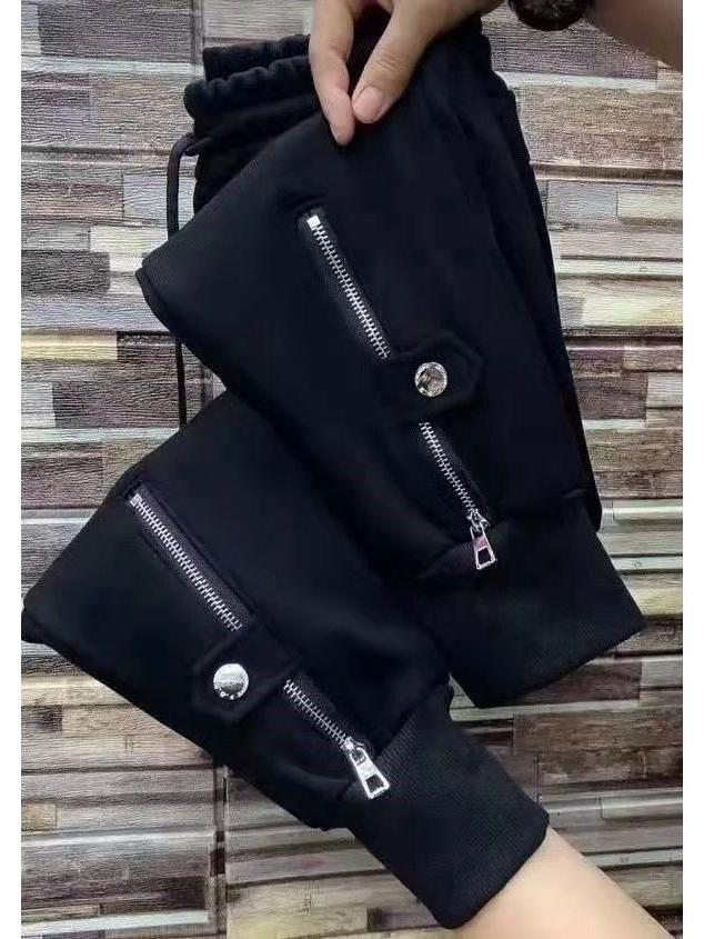 Women's Fleece-lined Harem Sweatpants: Thick, Slimming, Sporty, Versatile, Casual, Trendy Joggers for Autumn/Winter 2025.