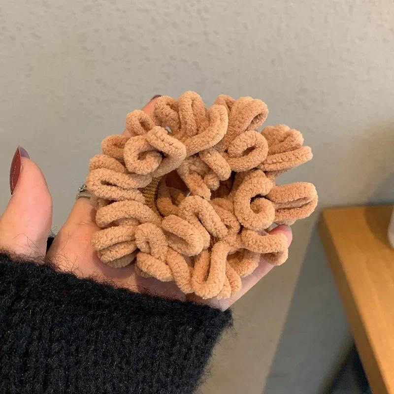 Autumn Winter New Sweet Plush Soft Girls' Women Pompom Hair Ties Elastic Hair Band Ropes Accessories Headwear