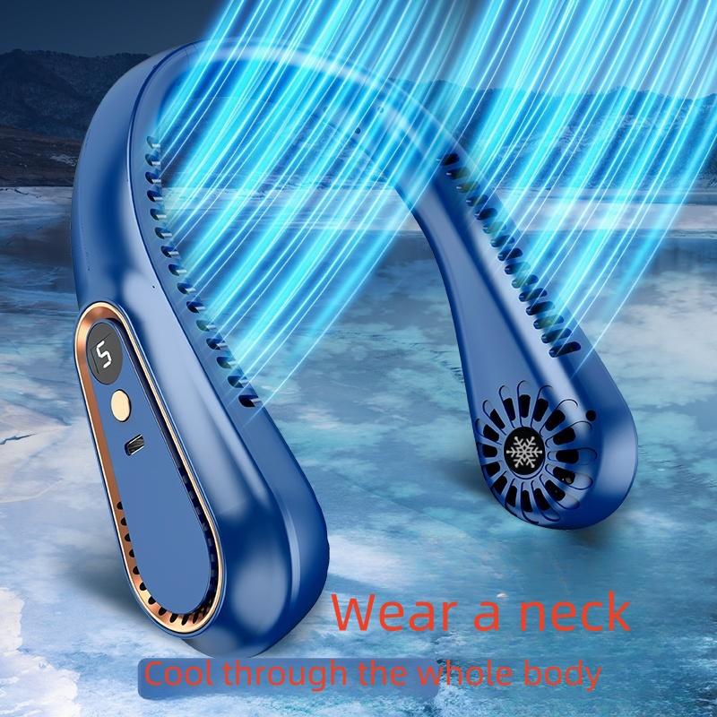 Surrounding Neck-Hanging Bladeless Fan with Led Digital Display, Three-Speed Adjustment, USB Charging, Silent Portable Fan