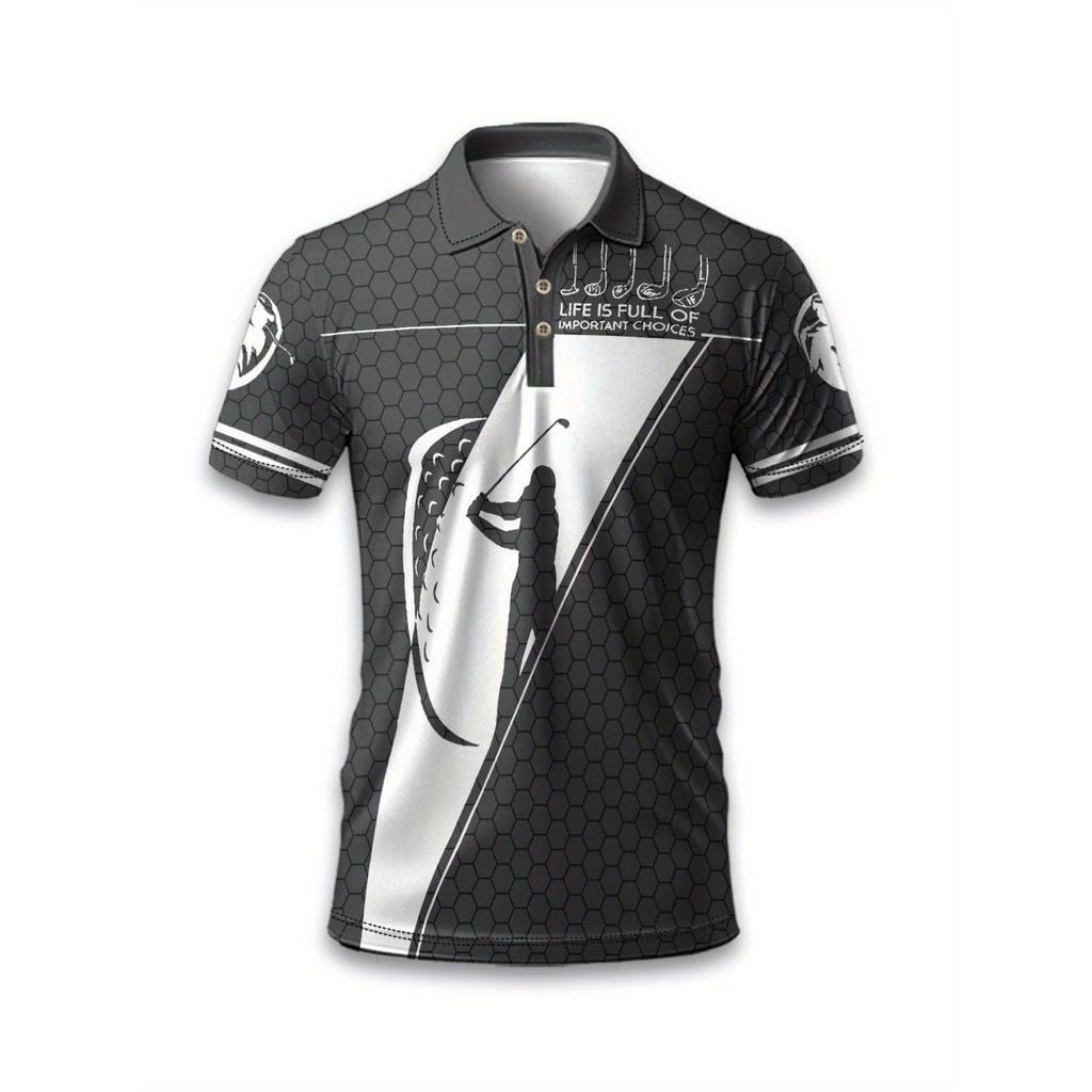 Men's 2026 Model Sporty Casual Polo Shirt 3D Printing Technique, Breathable and Quick-drying