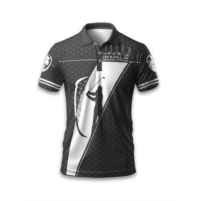 Men's 2026 Model Sporty Casual Polo Shirt 3D Printing Technique, Breathable and Quick-drying