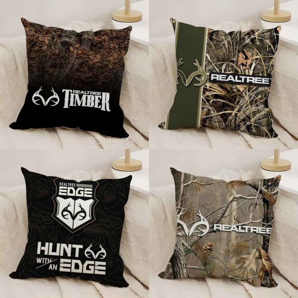Cool R-Realtree Cushion Cover Silky Short Plush Double-Sided Printed Pillow Case for Sofa All Seasons Home Decor Gift