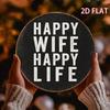 Round Iron Wall Art 8x8 Inch Happy Wife Happy Life Romantic Home Decor Sign Gift Valentine Anniversary
