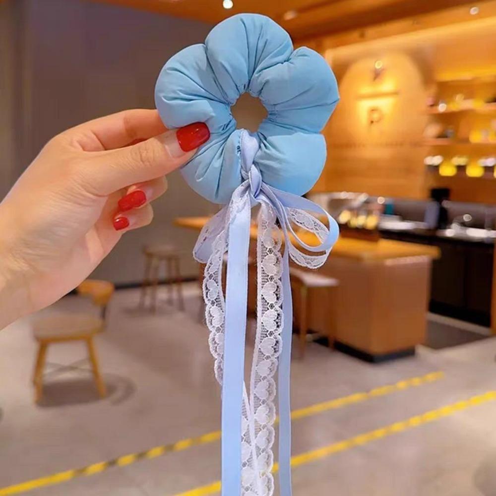 Ribbon Large Hair Scrunchies Exaggerated Braid Hair Ring Trendy Children's Flower Scrunchies  Girl