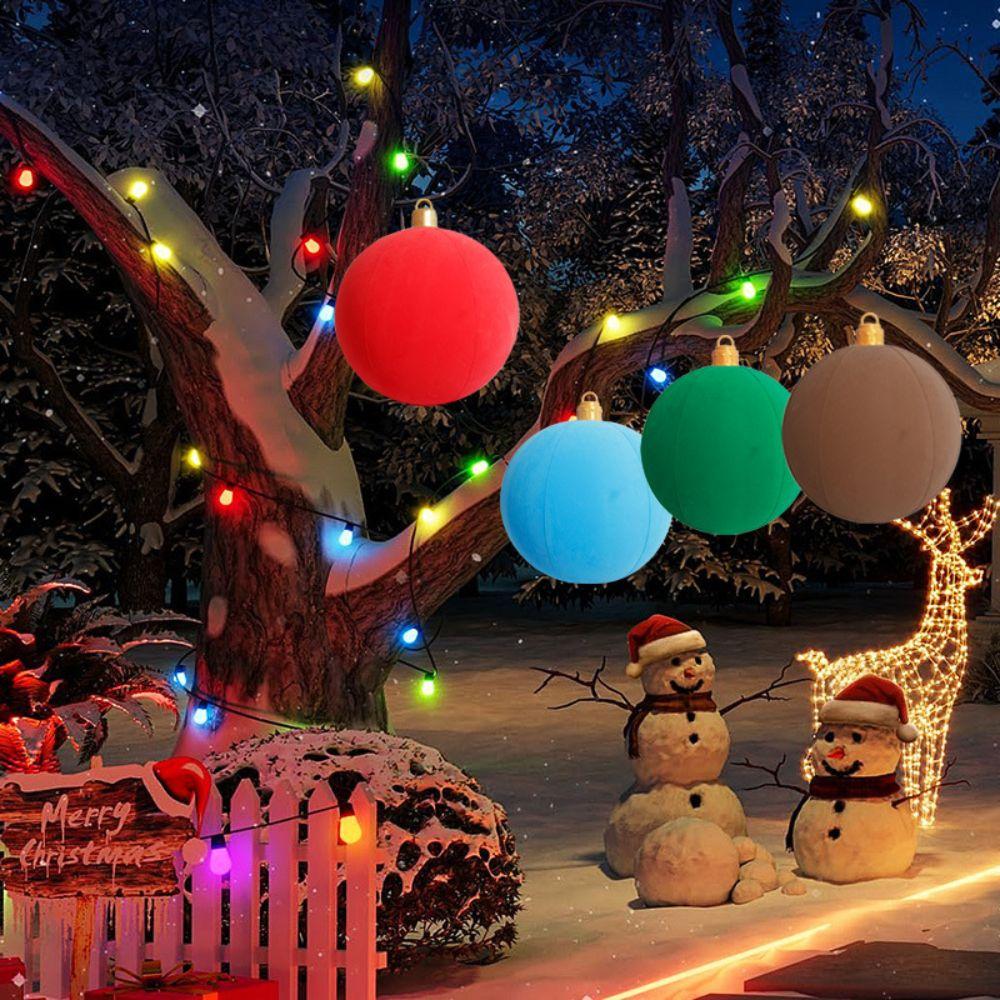 Fabric Covered Flocked Fabric Baubles Inflatable Christmas Decoration Ball Christmas Themed Party