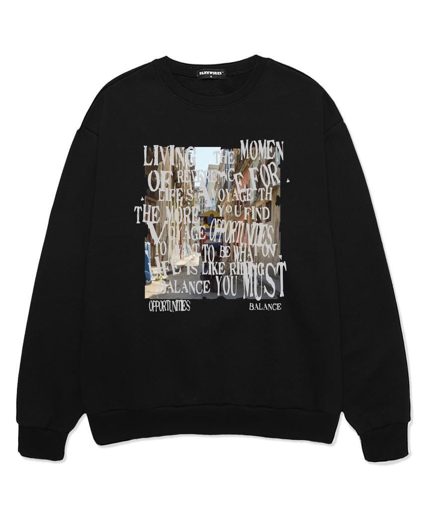 VANNWORKS Color Balance Typo Oversized Sweatshirt (Vls0103) Melange Grey (Type A)