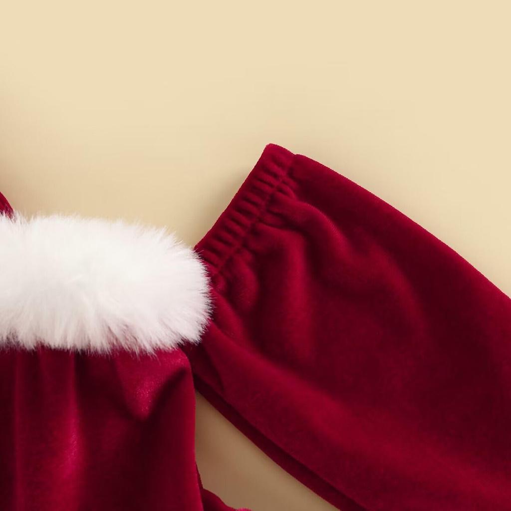 MISOAMISO Santa Santa Christmas Wine Santa Perfect for Christmas Parties and Recitals Children's Dress, Costume, Outfit, Fur, Red, Girls' Dress,