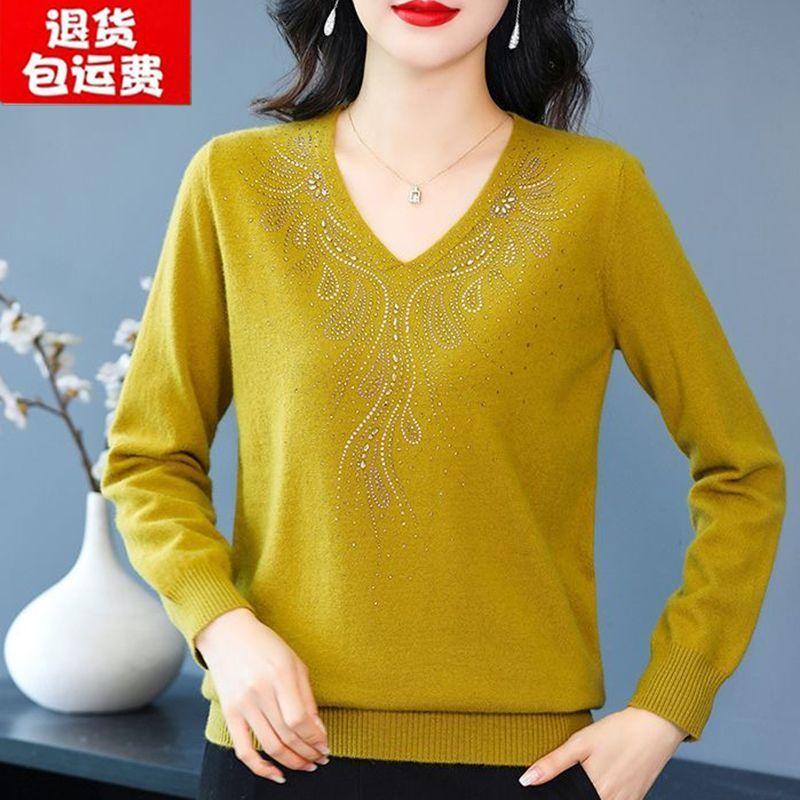 Autumn/winter Women's Knitwear Plus-size Sweaters Loose Pullover Knited Sweater V Neck Jumper