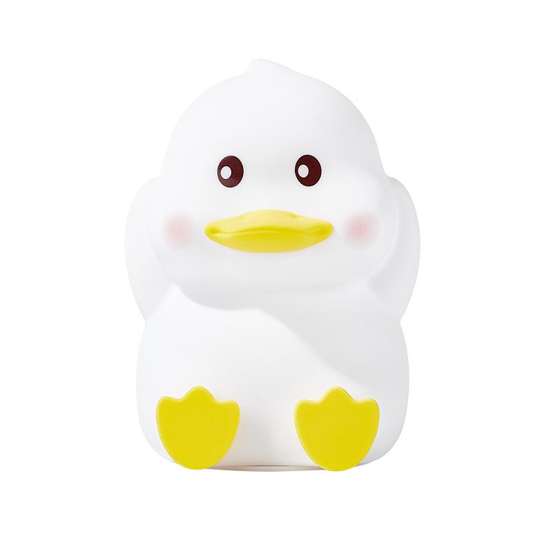 1pc Cute Duck Silicone Night Light with Timer and Dimmable Mode, USB Rechargeable, LED Seven-Color Silicone Night Light