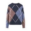 European and American style, new women's clothing, foreign style, fashionable, casual fashion long-sleeved rhombus knitted sweater