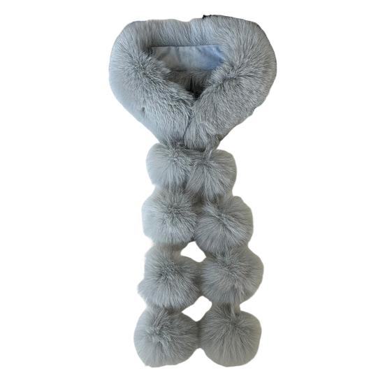 Faux Fur Scarf with Magnetic Closure Solid Color Soft Plush Design Scarf Wrap Windproof