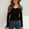 T Shirts For Women Pleated V-Neck Dressy Casual Blouses Printing Short Sleeve Summer Tops Loose Fit