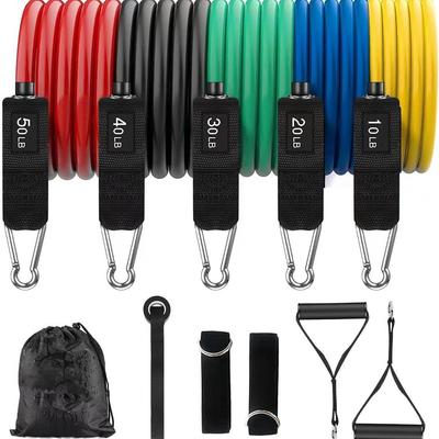 11-Piece Adjustable Multifunctional Resistance Band Set for Latissimus Dorsi Exercise and Training
