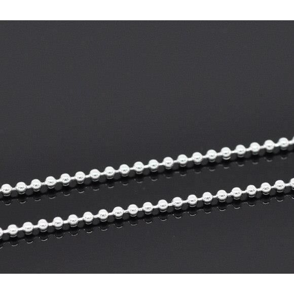 Lot de 5 pcs 10 m de chaînes à billes de couleur argenté trouvées de 1,5 mm de diamètre. (B13961)