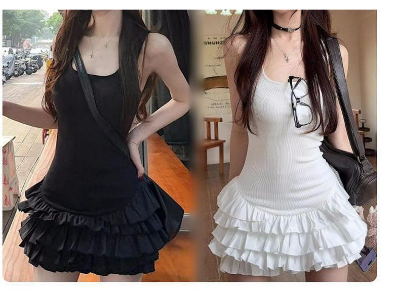 

Spicy White Camisole Tank Dress - Women s Slim Fit Sleeveless Knit Mini Summer Skirt Large