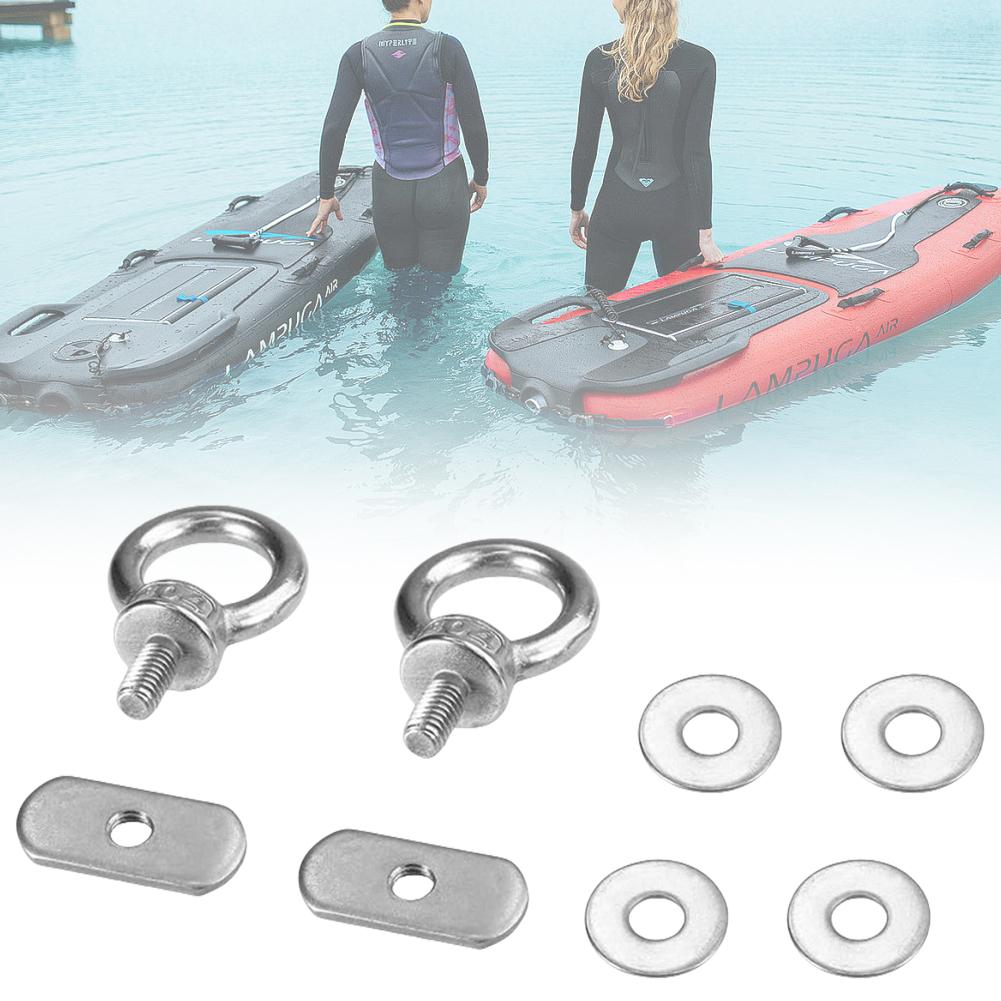 Stainless Steel 2pcs Track Mount Tie Up Eyelet Kayaking Mounting Replacement Kit Kayak Tie Down Eye Bolt for Bungee Cord Rope