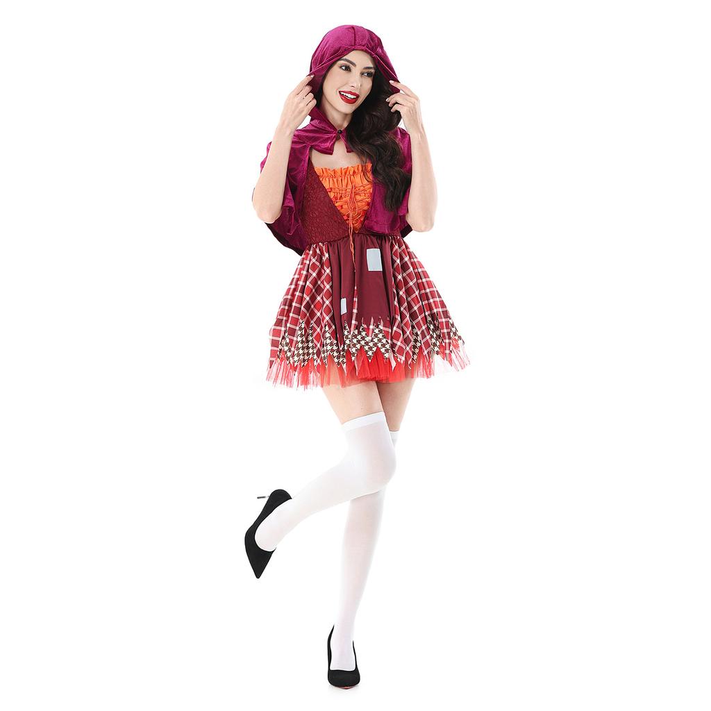 Halloween costume Little Red Riding Hood carnival costume cosplay witch costume broom witch skirt cape