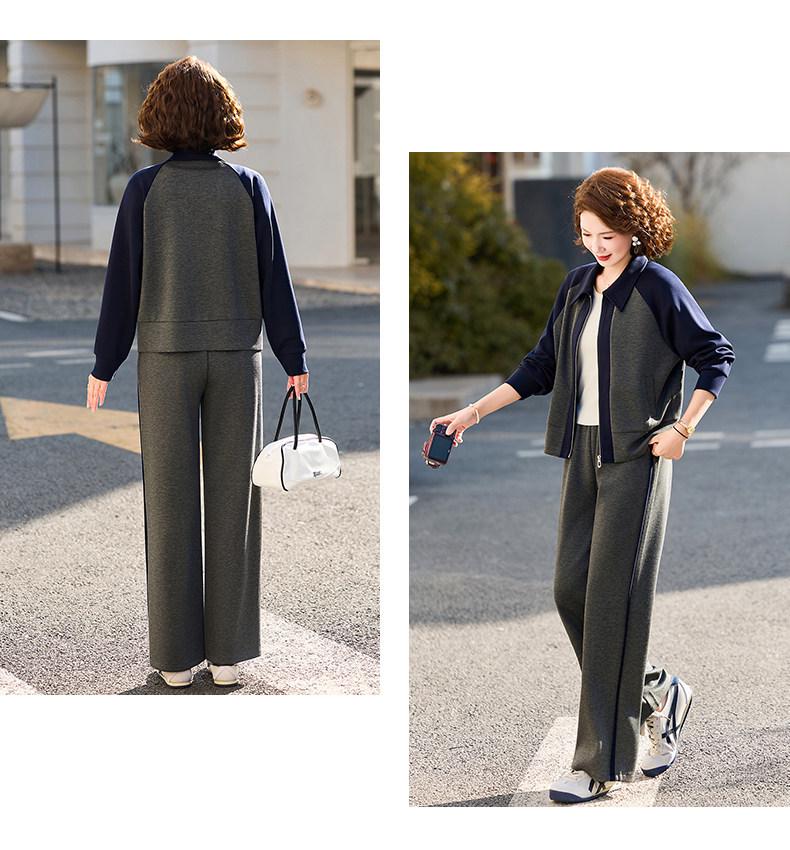 Mom's 2026 Wide-Leg Casual Sports Suit - Spring/Autumn Jacket & Tops for Women, Middle-aged & Elderly
