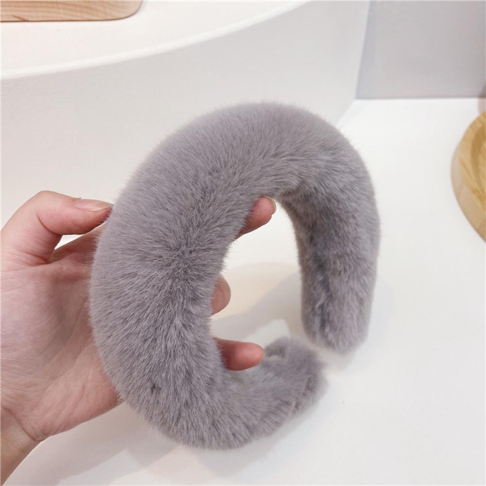 Women Girls Plush Widen Thicken Plush Sponge Hair Bands Faux Fur Padded Headbands Soft Fluffy Furry Hair Hoops Winter Headdress