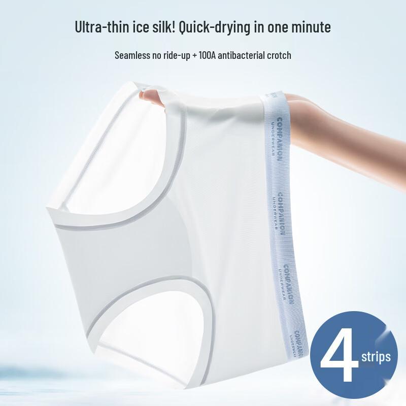 Audifen Women's Seamless Ice Silk Antibacterial Briefs (4-Pack)