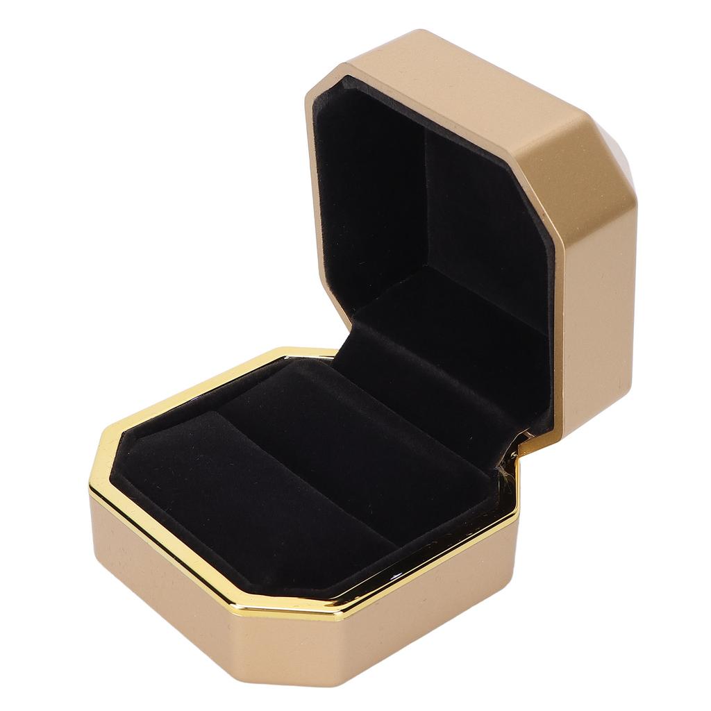 LED Light Ring Box Jewelry Display Gift Box Jewelry Storage Case for Engagement WeddingGolden