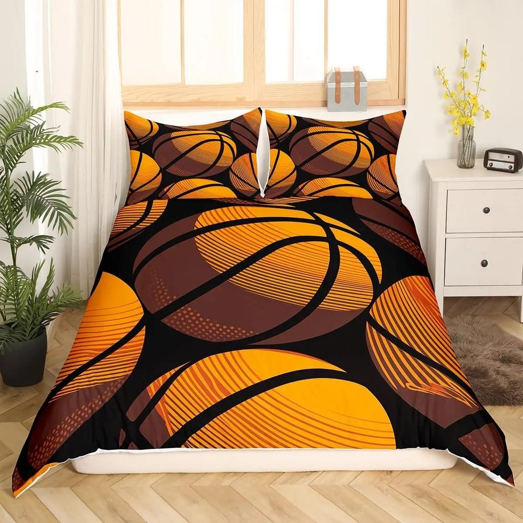 Basketball Duvet Cover Queen Blue Red Green Tie Dye Bedding Set Grunge Neon Sports Comforter Cover Neon Ball Game Quilt Cover