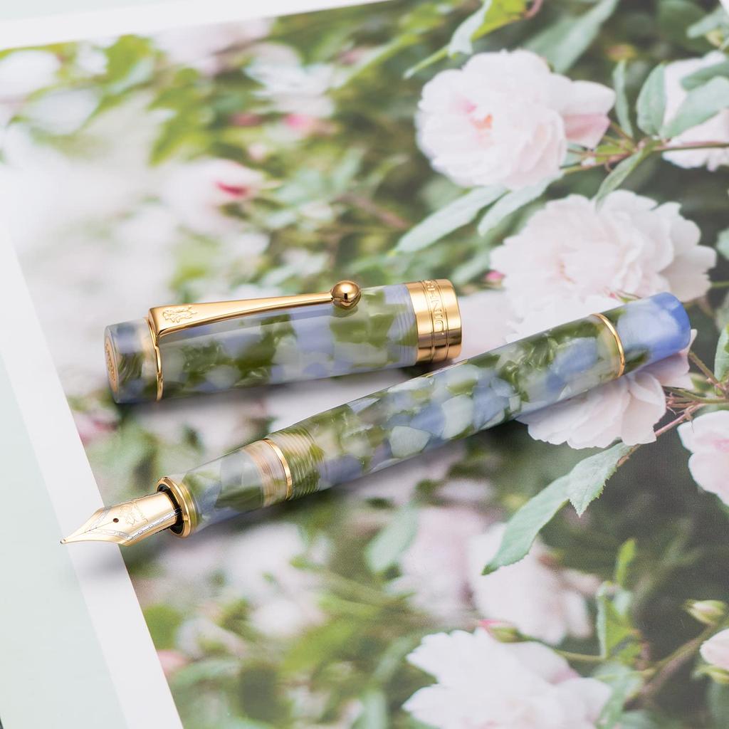 Lanxivi Jinhao Classic перьевая ручка сине-зеленого цвета целлулоид сверхтонкий перо конвертер и набор футляров для ручки