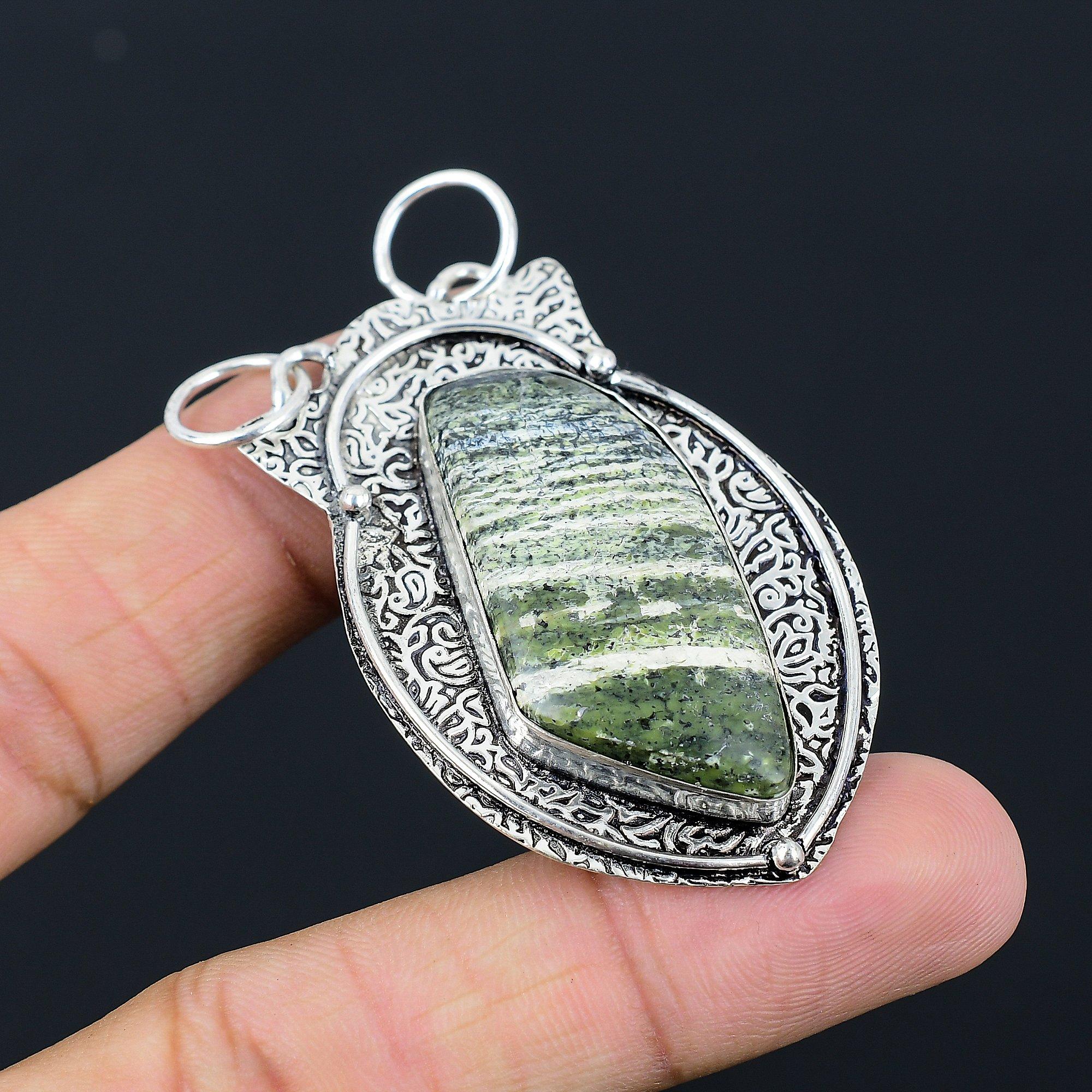 Birthday Gift For Her Natural Green Swiss Opal Gemstone Pendant 925 Silver