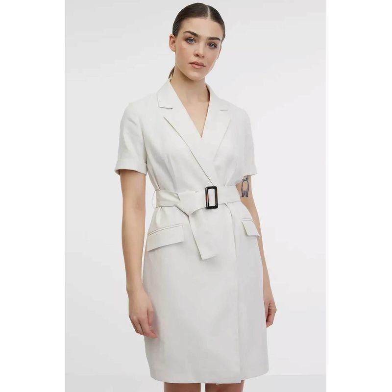 

Sunshine House Summer Export European and American Women s Clothing Linen Elegant Short Sleeve Dress Fashion All-Match Minimalist Casual Skirt Creamy-white 36: Bust Size 88