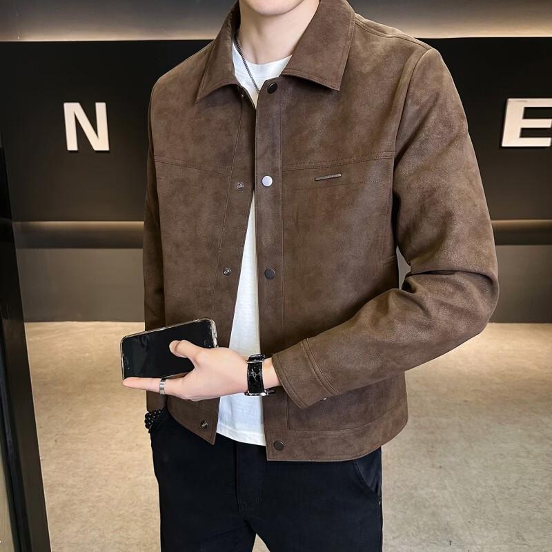 Lomon Men's Suede Biker Jacket