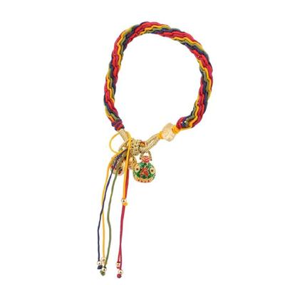 Comfortable Ethnic Style Wristband Soft Knitted Hand Rope Accessory with Pendant