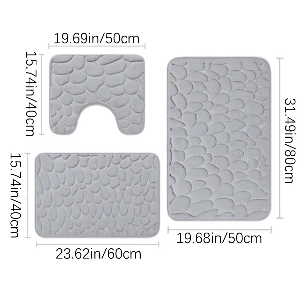 Ultra-Soft 3pcs Memory Sponge Bath Mat Set Soft Comfortable Bathroom Rug For Wash Basin Bathtubs Side