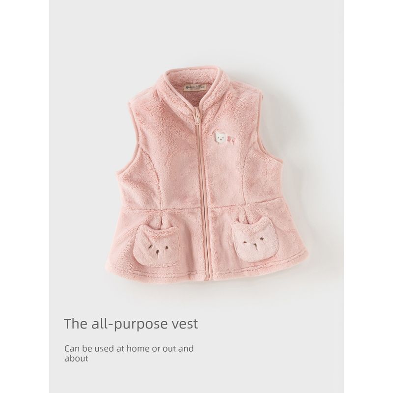 David Bella Kidsren's Outer Vest 2026 New Style Milk Velvet Vest for Girls, Baby Girl Winter Vest Top