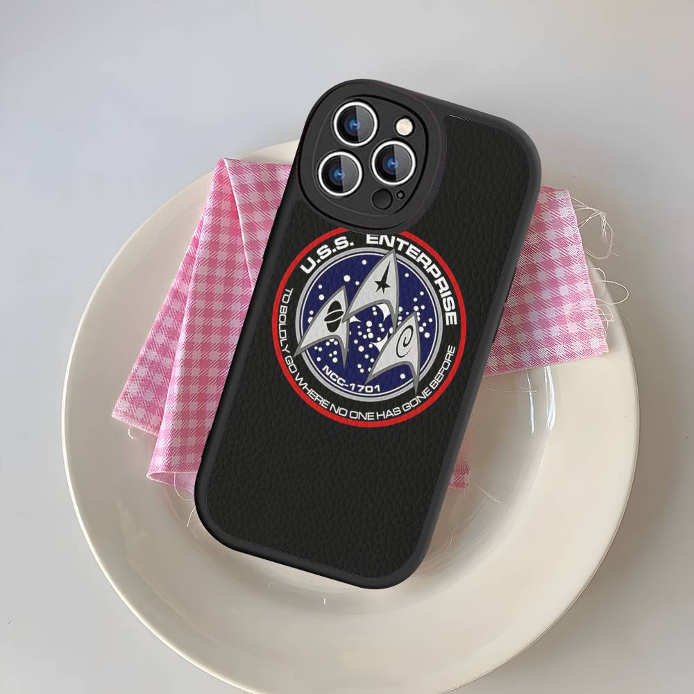 Star T-Trek Movie Logo Leather Phone Case For IPhone 16 14 15 Pro Plus 13 12 11 Pro Max Silicone Cover