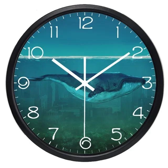 Whale And City Under The Sea Creative Design Wall Clock Environmental Protection Clock J4O2Y5