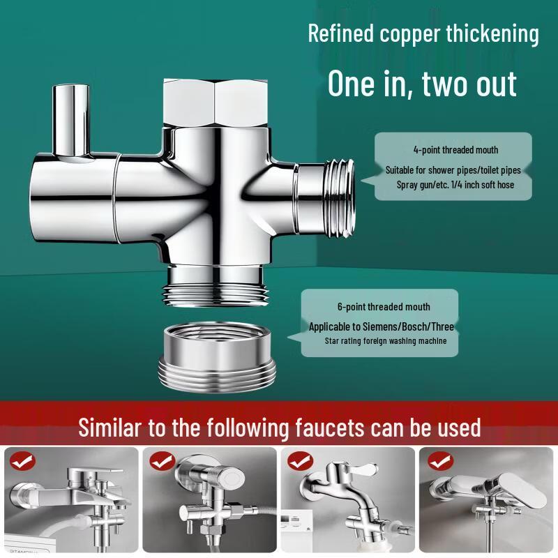 JPHZNB 3-Way Faucet Splitter Diverter Valve