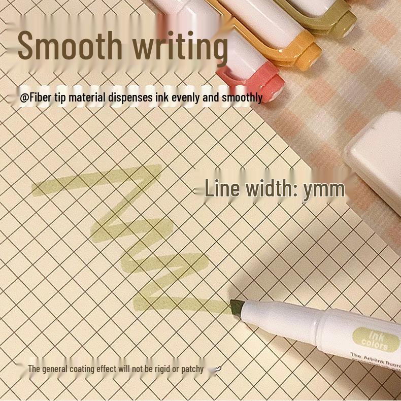 Retro Macaron Double-Ended Fluorescent Marker Pen for Notebooks - Light Colors for Students