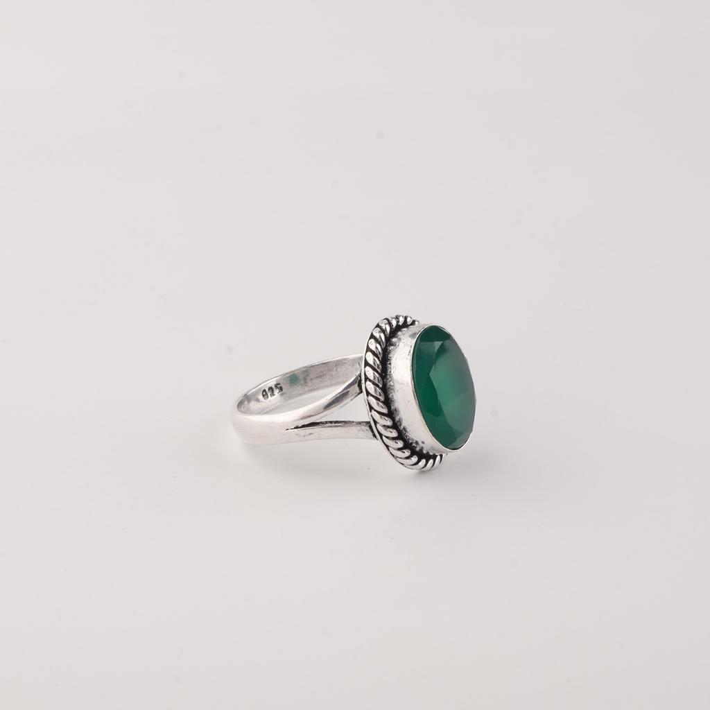Natural Green Onyx Gemstone 925 Solid Silver Designer Handmade Jewelry Ring For Anniversary Gift RR-84-18