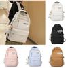 Large Capacity Nylon College Style Backpack For Men And Women High School Students Couples White