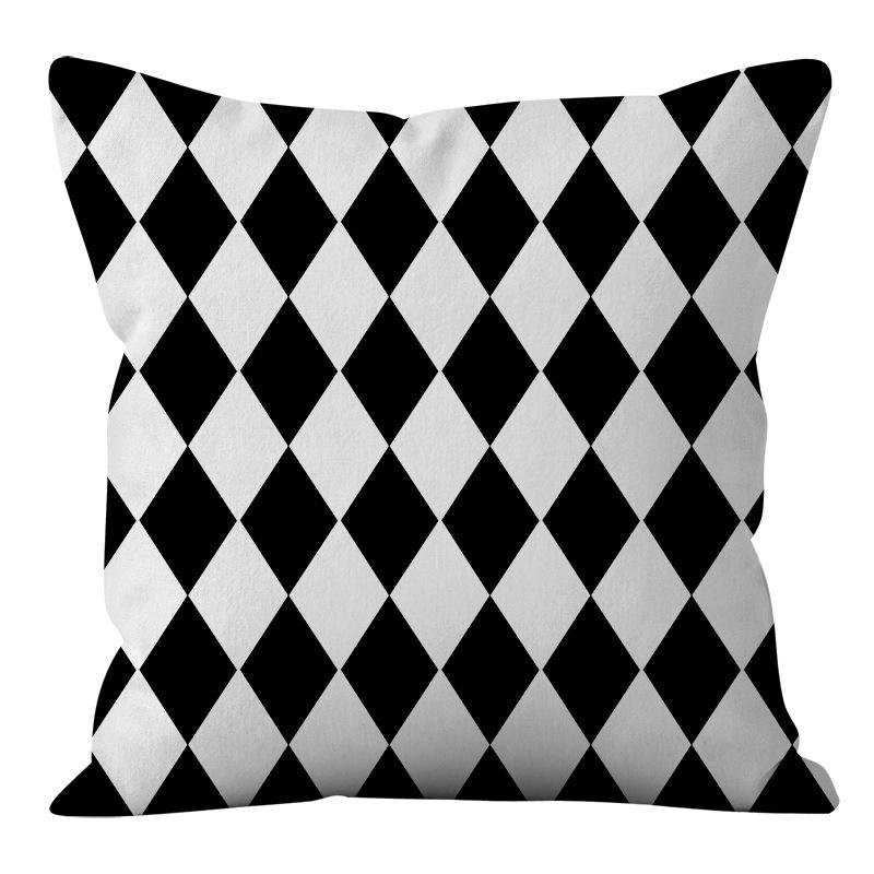 Nordic Ins Style Simple and Light Luxury Lines Black and White Plaid Pillow Case Pillow Lunch Break Pillow Sofa Cushion