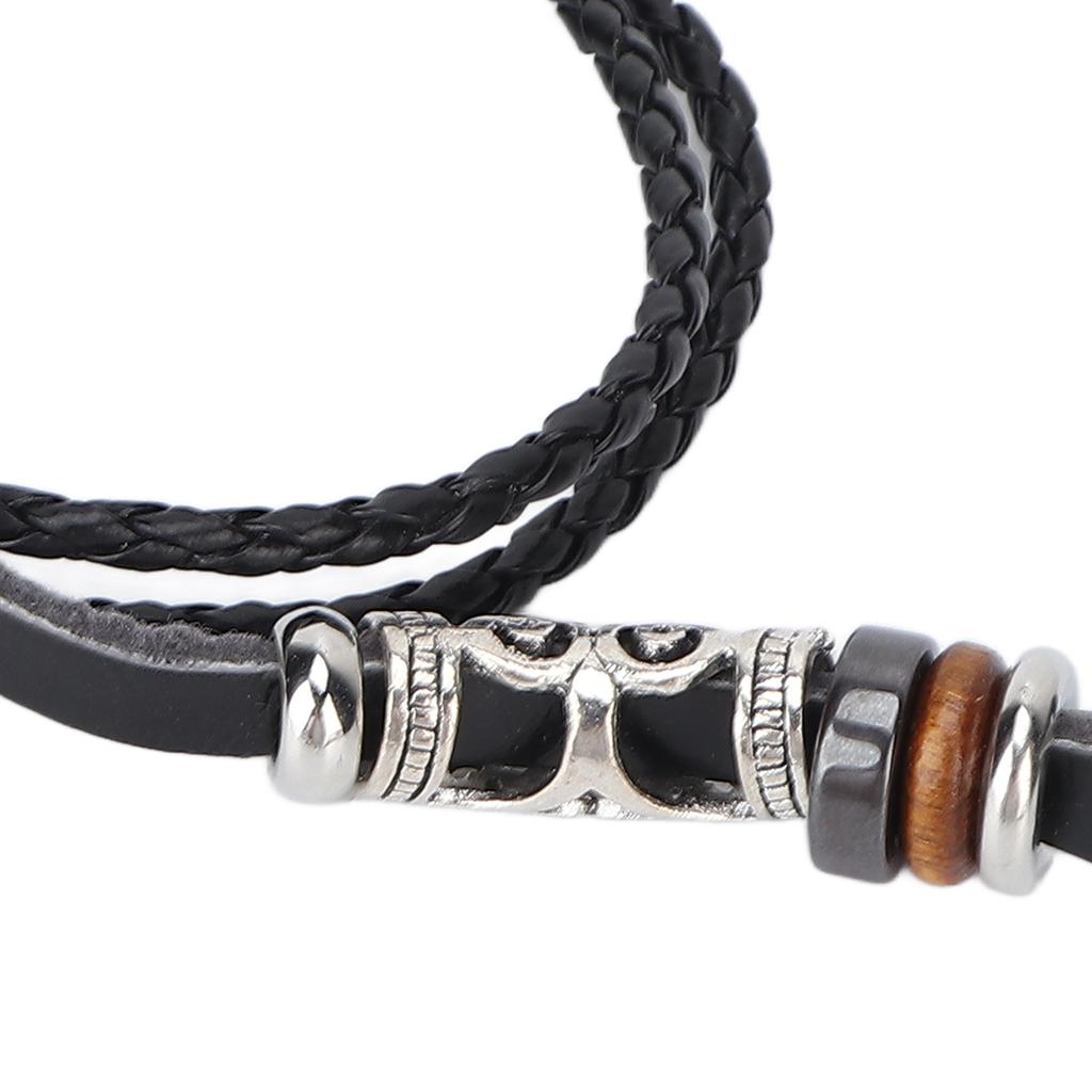 Retro Sports Watch Band Metal Beads Leather Wrist Watch Strap Replacement for 5 4