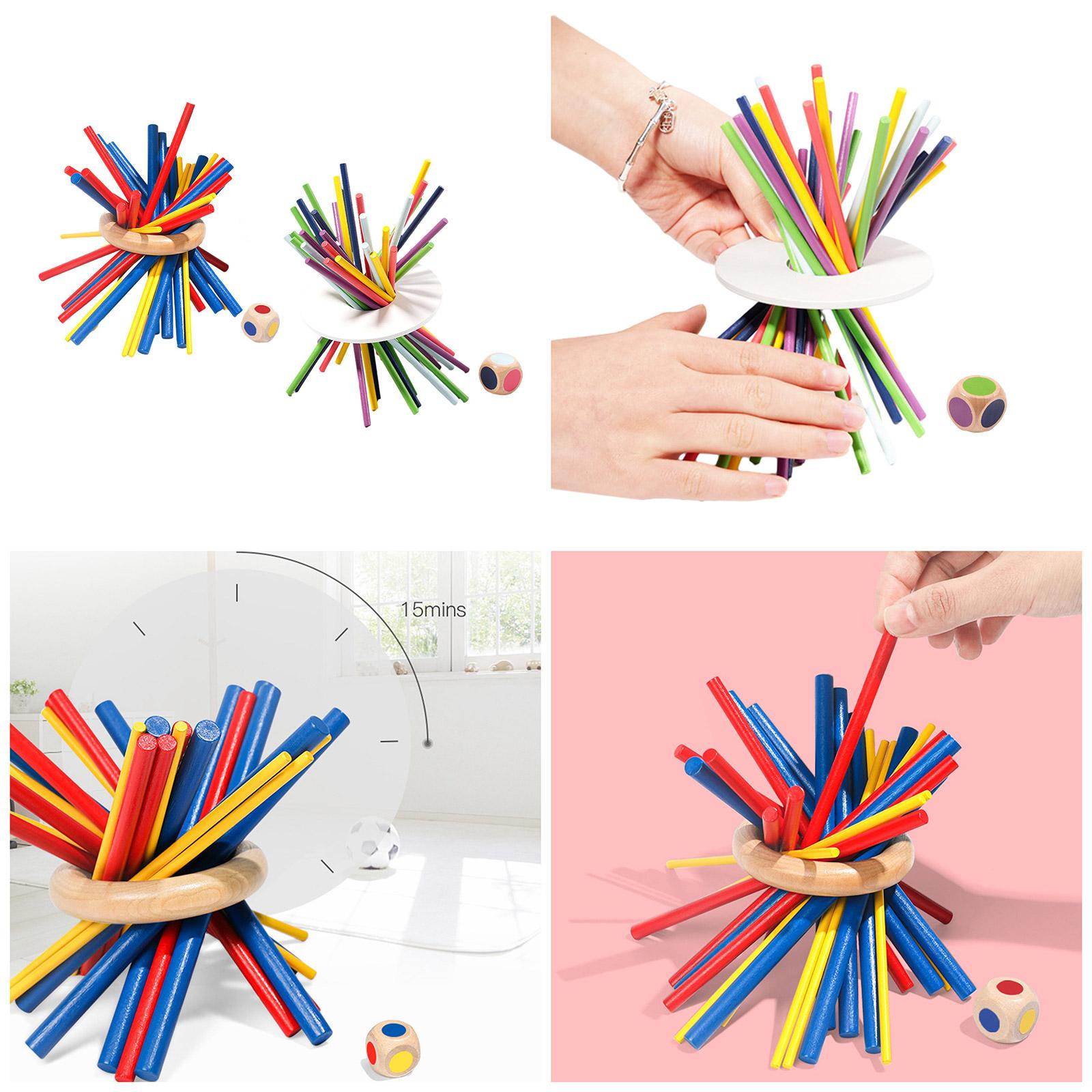 

Игровой набор из деревянных палочек и кубиков для детей. Практические навыки, тренировка терпения. Красочные игровые палочки для балансировки. 2