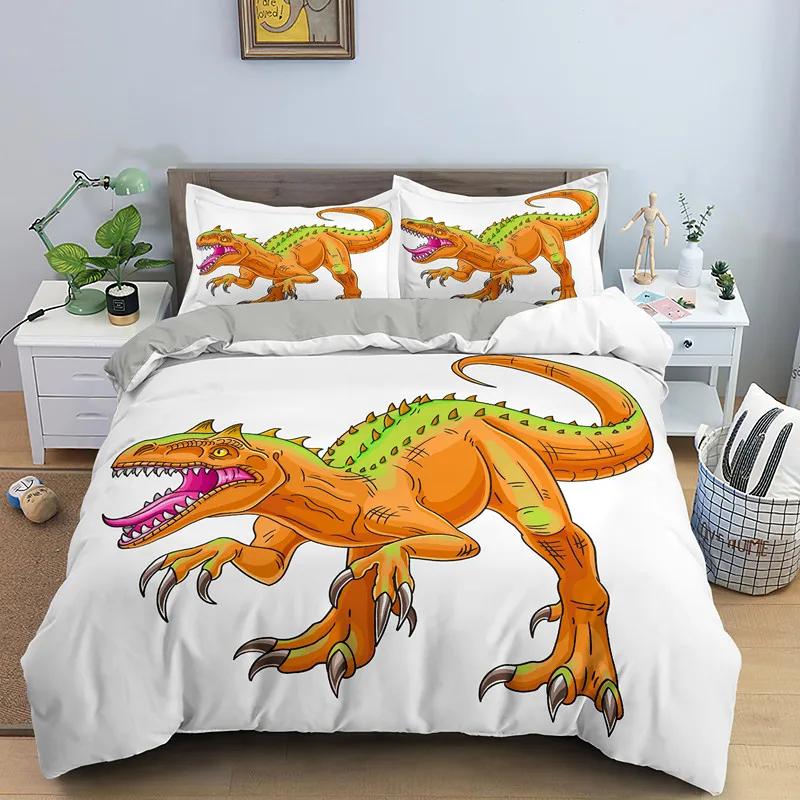Cartoon Dinosaur Duvet Cover King Queen Size Jurassic World Theme Bedding Set Kids Ancient Animals 2/3pcs Polyester Quilt Cover