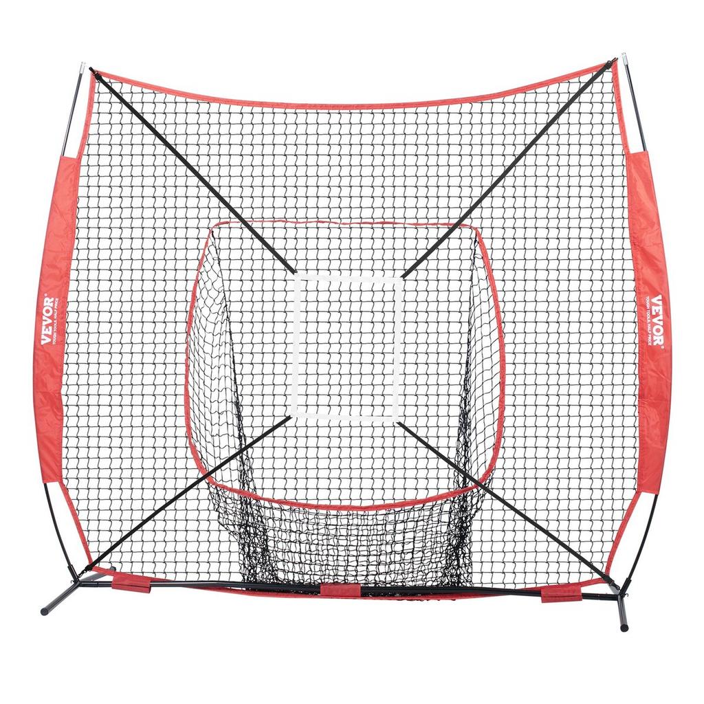 7x7 Ft Baseball Softball Practice Net, Portable Baseball Training Net for Hitting Batting Catching Pitching, Backstop Baseball Equipment with Bow