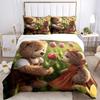 3pcs Teddy Bear Bedding Set - Includes One Quilt Cover and Two Pillowcases (No Core) - Anime Cartoon Design, Perfect for Bedroom and Guest R