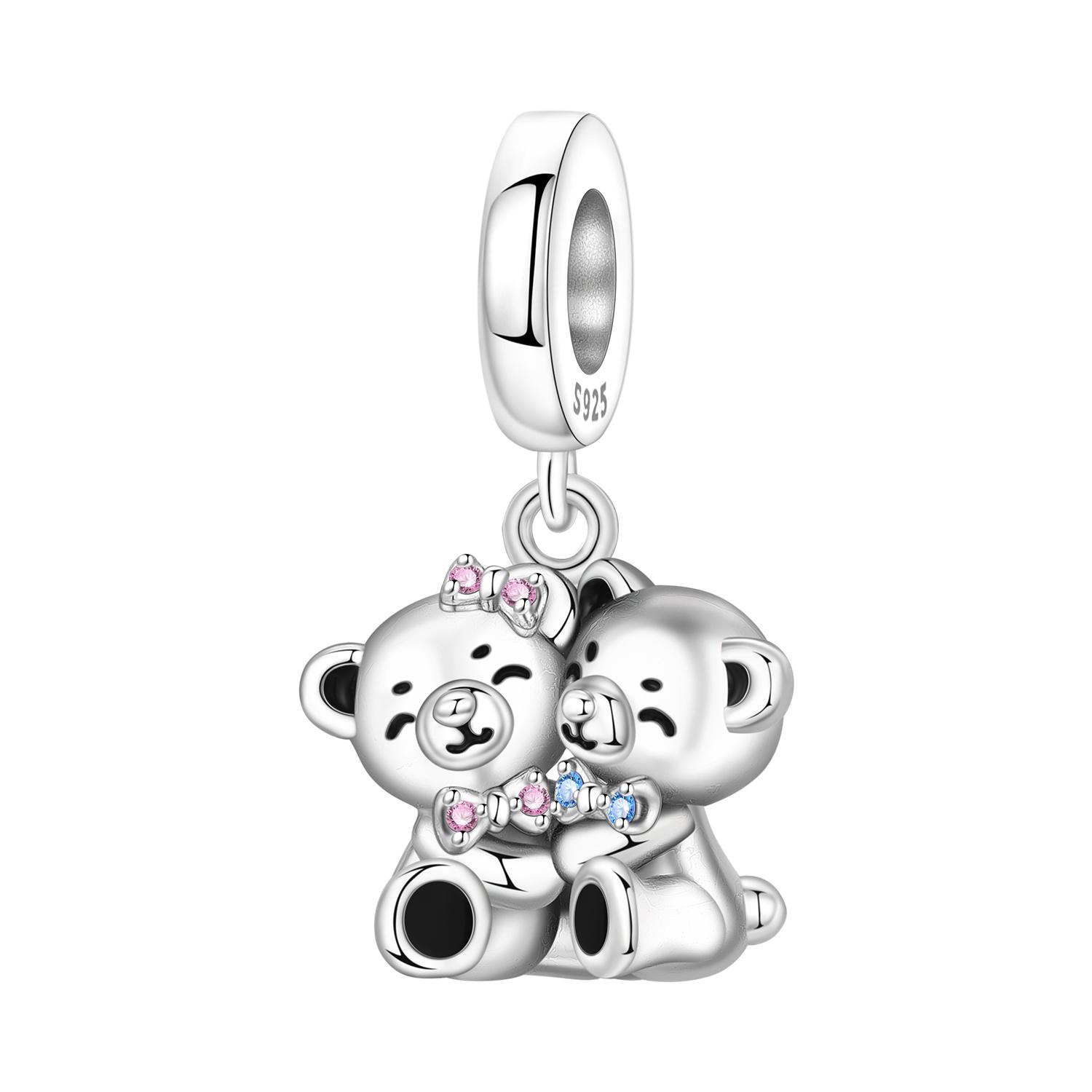 

Orstarry Exquisite 925 Silver Embracing Little Bear Animal Pendant Beads Pendants Bracelet Charm Jewelry Party Diy Gifts