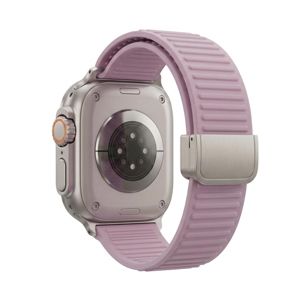 For Apple iWatch 8/9: Mountain Texture Magnetic Loop Silicone Band S11