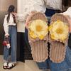 Fashion 2025 NEW  Women's Floral Indoor Flat Bottom Plush Autumn Winter Cotton New Version Single Strap Indoor Slippers